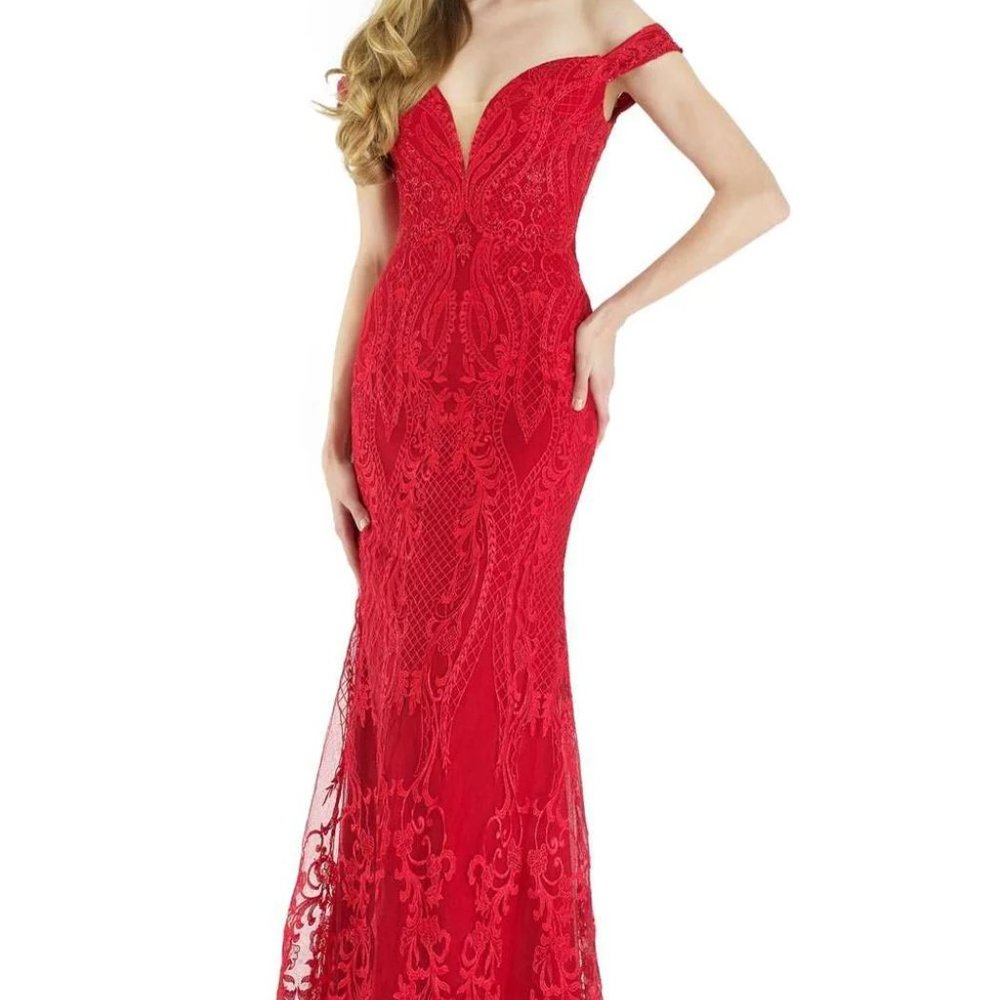 Morell Maxie Elegant Red Lace Embellished Dress